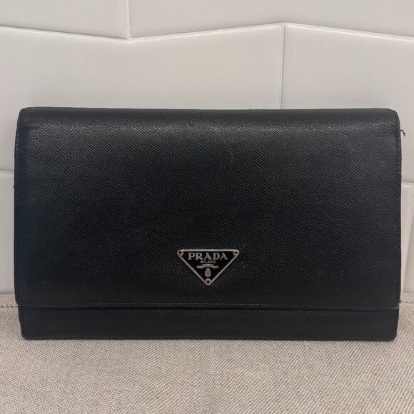Prada Handbags - Prada Saffiano Leather Wallet - Black